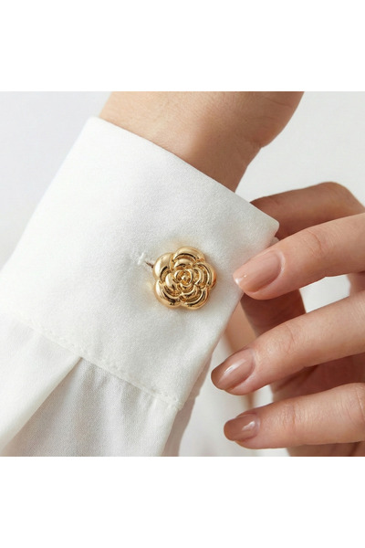 GKCBijoux Yeni Trend Kadın Kol Düğmesi Görünümlü Düğme Kapağı Broş Düğme Klip...