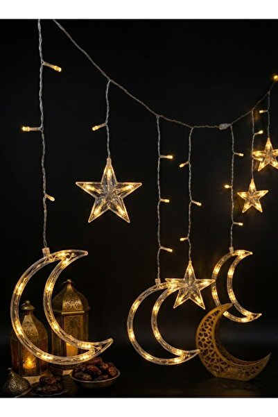 Zaprus LED Strip Star Moon Curtain Ramadan Lights 3.5 M 8 Lighting Modes Fair...