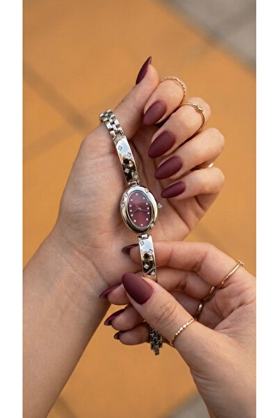 KLISHE Butik Belluci Silver & Burgundy Color Steel Women's Watch, Classic, Ol...