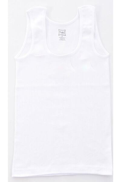 Tutku Girl's White Wide Strap Satin Ribbed Undershirt 6-Piece Pack-White-6