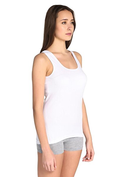 Tutku 6 Pack Women'Swhite Wide Strap Tank Top-White-2Xl