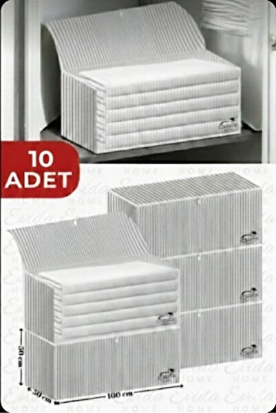 zeyrek tekstil 10 Adet Antrasit Çizgili GenişYorgan Hurcu - 100x50x50 cm - Ba...