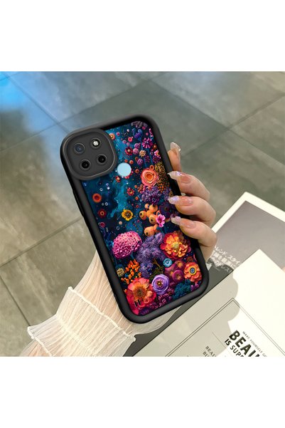 SLIMFELT Realme C21Y/C25Y Compatible Retro Flower Print, Stylish and Elegant,...