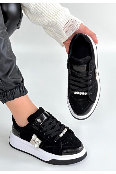 Lisinya Ceans Black Suede Lace-Up Sneakers - Tygoo