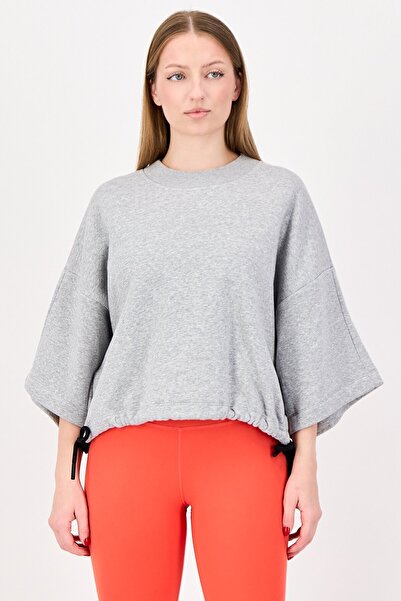 adidas Women Sportswear Fit Short Sleeve Outdoor Sweatshirt, Light Grey