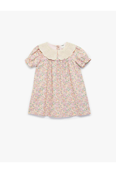 Koton Rochie roz cu flori pentru fetițe 6SMG80041AW