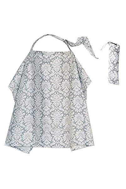 HALAMODO Patterned Design Combed Cotton Baby Nursing Cover And Bib