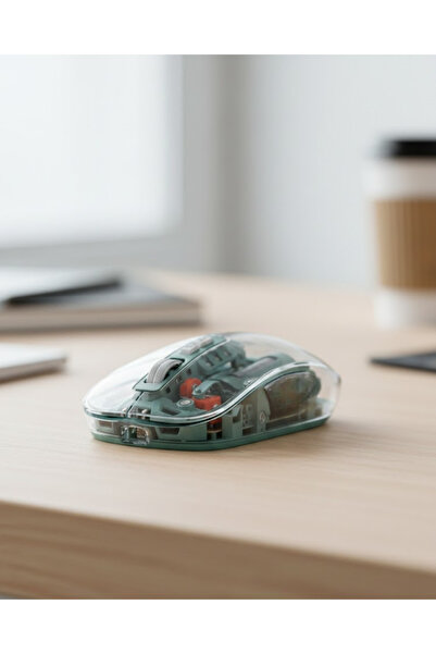 Lisinya Bluetooth ve 2.4G USB Destekli Pilli Kablosuz Şeffaf Mouse -