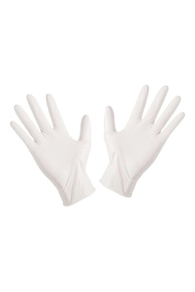 HALAMODO 100-Piece Disposable Latex Hand Gloves Medium White