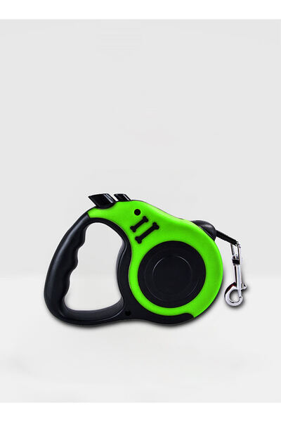 HALAMODO طوق كلاب قابل للسحب بمشبك معدني، أسود/أخضر، 3 أمتار