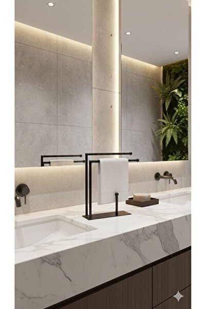 Dersel Dekor Modern Mat Siyah Metal Kağıt Havluluk ve Havlu Askılığı – Tezgah...