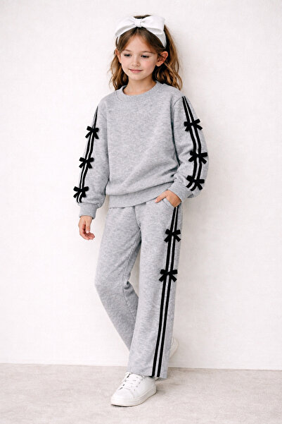 Beka Kids Pantaloni pentru fete cu dungi și detaliu cu panglică, cu buzunare,...