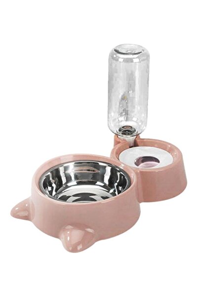HALAMODO Automatic Double Pet Bowl Beige/White