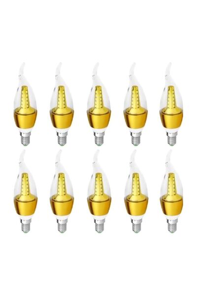 HALAMODO 10-Piece LED Candle Bulb Gold/Clear 3x11cm