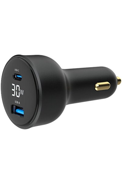 Gembird Încărcător auto USB Tip-C PD LCD 30 W Negru