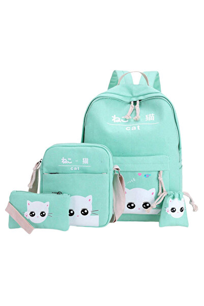 HALAMODO طقم حقائب مدرسية خضراء جميلة مكون من 4 قطع