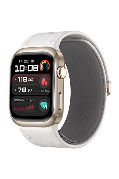Huawei D2 Gold Aluminium White Composite Leather Strap Smartwatch