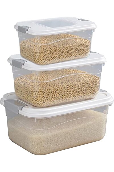 Arabest Large Rice Container Set, (Set of 3) Rice Storage Containers, Shelf S...