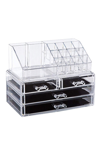 HALAMODO 4 Drawers Acrylic Cosmetic And Jewelry Organizer