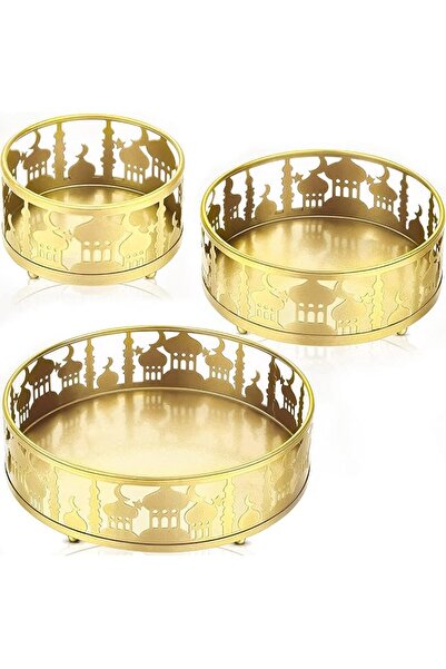 Arabest 3 قطع من صواني تزيين رمضان، وحاويات تخزين طعام لعيد الفطر وحفلات رمضان