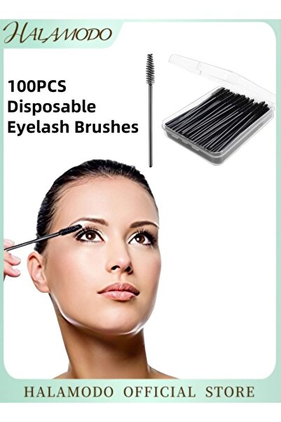 HALAMODO 100PCS Disposable Eyelash Brushes Mascara Wands Applicator Makeup Ki...
