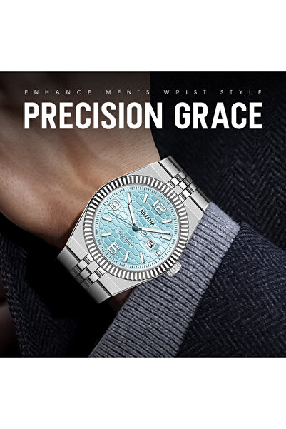 AIMANA Luxury Men's Watch - Light Blue Dial Date Function, Waterproof Quartz ...