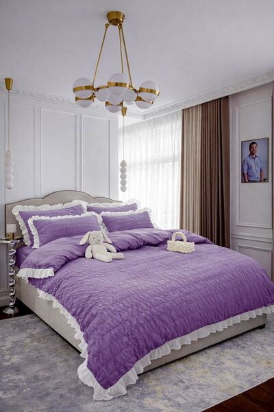 TALIDA HOME LENJERII SET 6 PIESE CREPONATE FINE CU VOLANASE