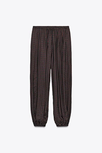 Mixray 4784 Women's Plaid Shalwar Trousers Brown