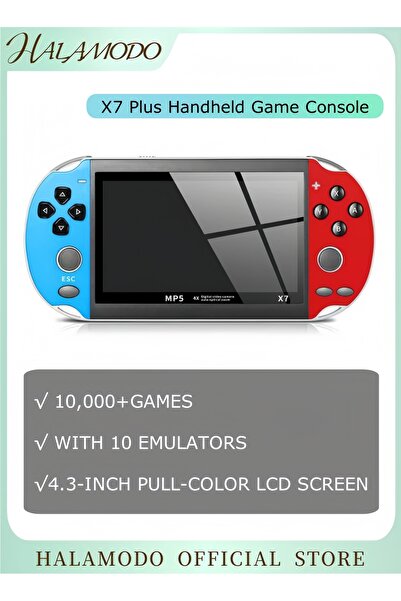 HALAMODO X7 Plus Handheld Game Console , Preload 10000 Games Portable Video G...
