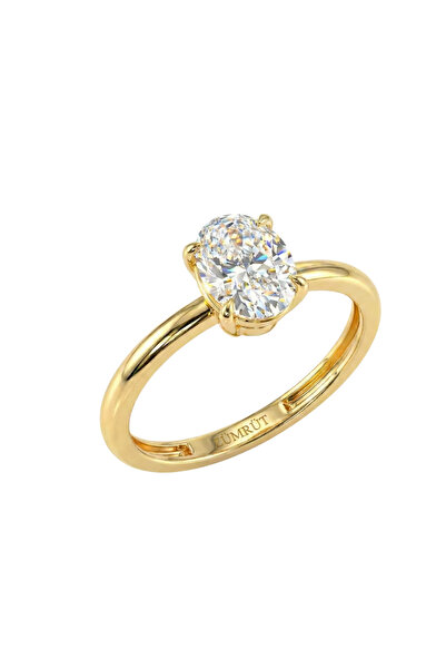 ZÜMRÜT SARRAF 14 Ayar Altın Oval Tektaş Yüzük