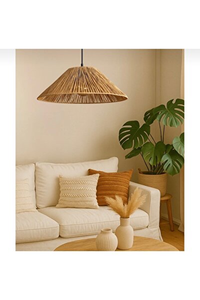 AY TASARIM MAKROME El yapımı kağıt rafya bohem rustik avıze Salon, Yatak odas...