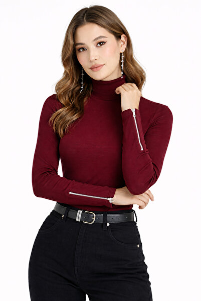 Sienza Women's Burgundy Zippered Sleeveless Camisole Fisherman Top