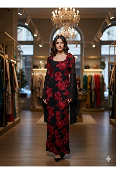 Pyramid masterpieces Evening dress with long ruffles