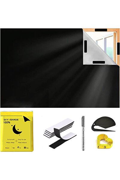 Arabest Materiał zaciemniający, 100% zaciemnienie okien, przenośne zasłony za...