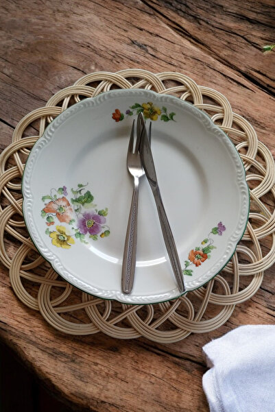 MaviMarinUrla El Yapımı Rattan Bambu Hasır Supla, Amerikan Servis, Tabaka Alt...