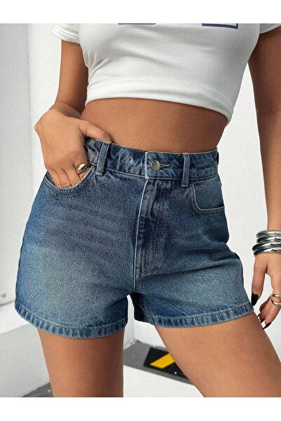 connemara Jeans Kadın Orta Mavi Yüksek Bel Denim Kot Şortt