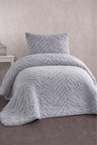 Çeyiz Diyarı مفرش سرير مفرد من ريش الأرانب مالاجا مقاس 180x240 رمادي