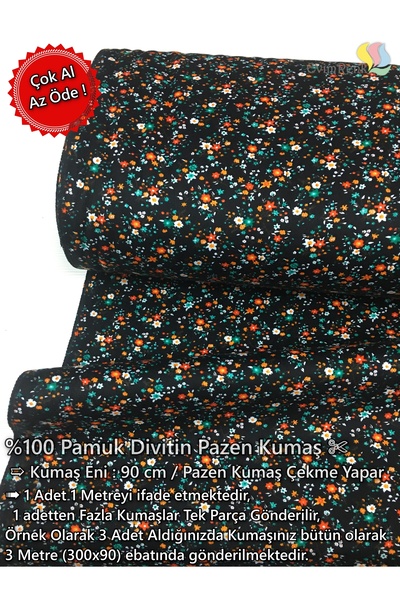 Renk Tekstil Divitin Pazen Metrelik Kumaş - Elbise - Hobi Tasarım - %100 Pamuk