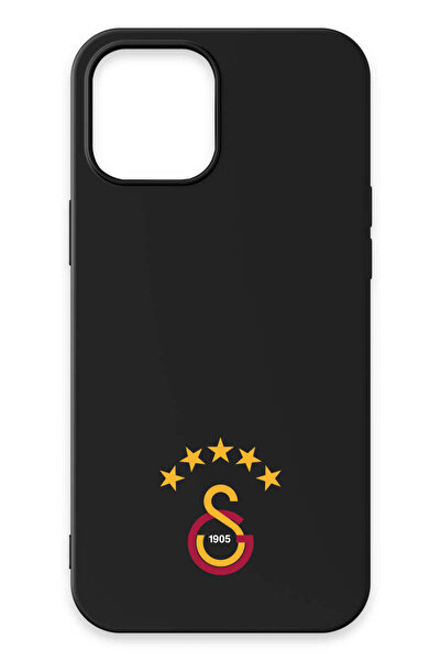 Galatasaray iPhone 12 Pro Max Uyumlu 5 Yıldız Arma Siyah Silikon Lisanslı Tel...