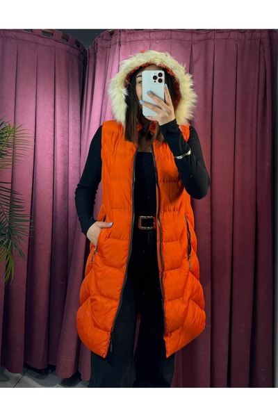 inci bayan giyim Quilted Long Vest