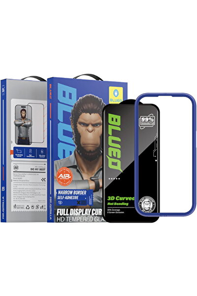 BLUEO Screen Protector for iPhone 16 Pro Max - 3D HD Full Glue Glass - Black