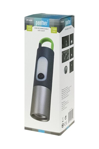 Panther Pt-839 Usb Şarjlı El Feneri Siyah
