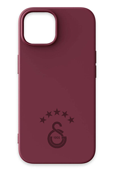 Galatasaray iPhone 15 Uyumlu 5 Yıldız Bordo Silikon Lisanslı Telefon Kılıfı