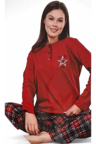 Miss Melina طقم بيجامة نسائية بأكمام طويلة مصنوع من القطن بنسبة 100% من إيكوسل