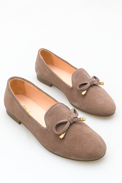 GNS Shoes Ri̇ve Genuine Leather Mink Suede Women's Ballerina Shoes