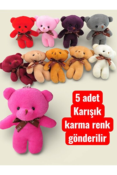 Nehir 5 adet küçük RENKLİ KARIŞIK RENK ANAHTARLIK AYI -hediyelik nişan kına s...
