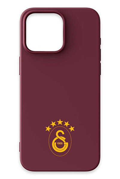Galatasaray iPhone 14 Pro Uyumlu 5 Yıldız Sarı Arma Bordo Silikon Lisanslı Te...