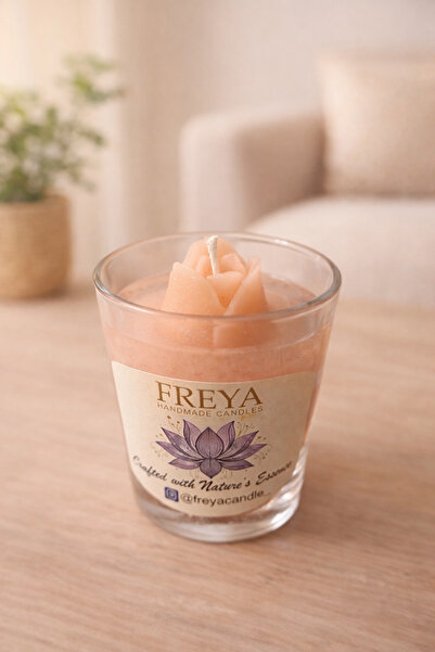 FreyaCandle Mum Cam Bardak Lale Desenli Vişne Kokulu