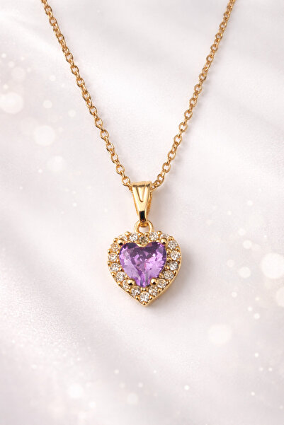 Tasarım Mor kalpli kolye