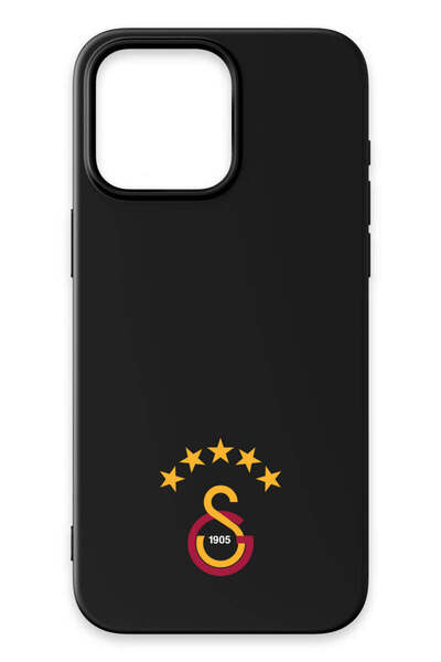 Galatasaray iPhone 15 Pro Max Uyumlu 5 Yıldız Arma Siyah Silikon Lisanslı Tel...
